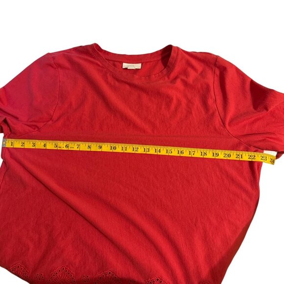 J. Jill Swing Top Red Laser Cut Lace 3/4 Sleeve 100% Cotton Knit Blouse Sz XL - Picture 7 of 13